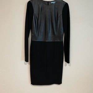 Antonio Melani Black Leather Long Sleeve Night Out Dress Size 4.
